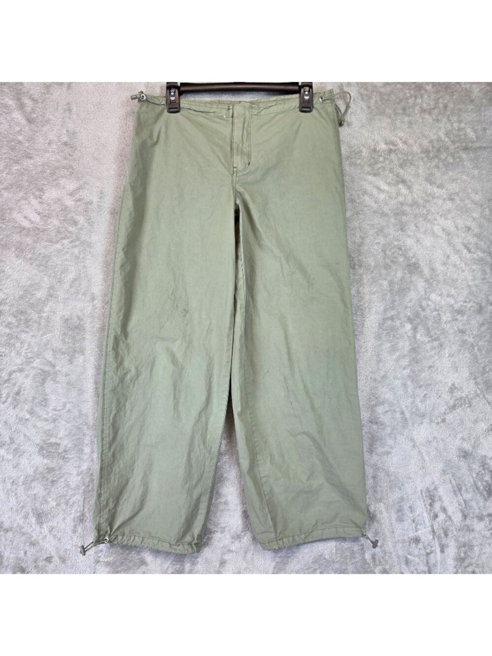 PacSun Parachute Pants Juniors XS Green Cotton Twill Wide Leg Adjustable Waist